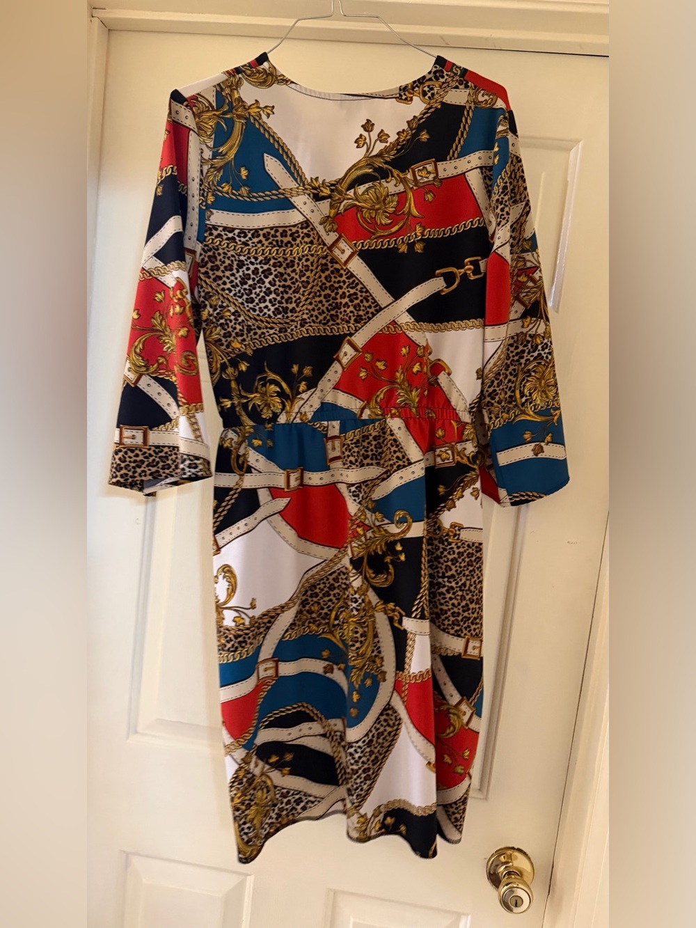 EST. 1946 ( Cato) Baroque Chain & Leopard Print Button-Front Dress – Size Mediu - Picture 8 of 11